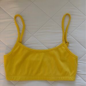 Daily Drills Bright Yellow Ribbed Bikini Top